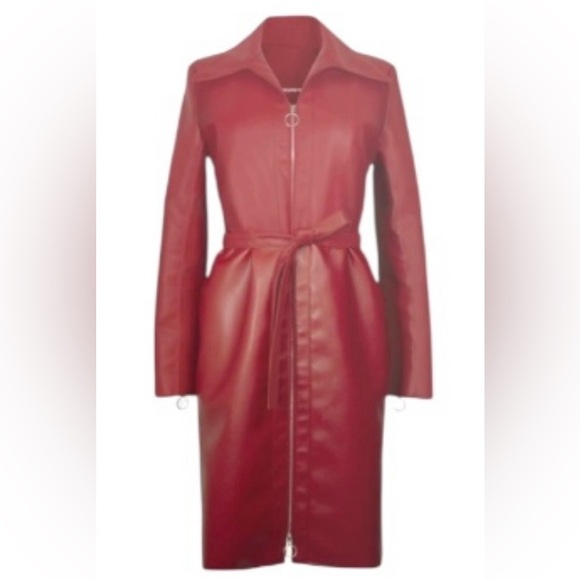 Orseund Iris Vegan Leather Red Trench Coat Jacket Size Large NWOT MSRP $1295 - Picture 4 of 15
